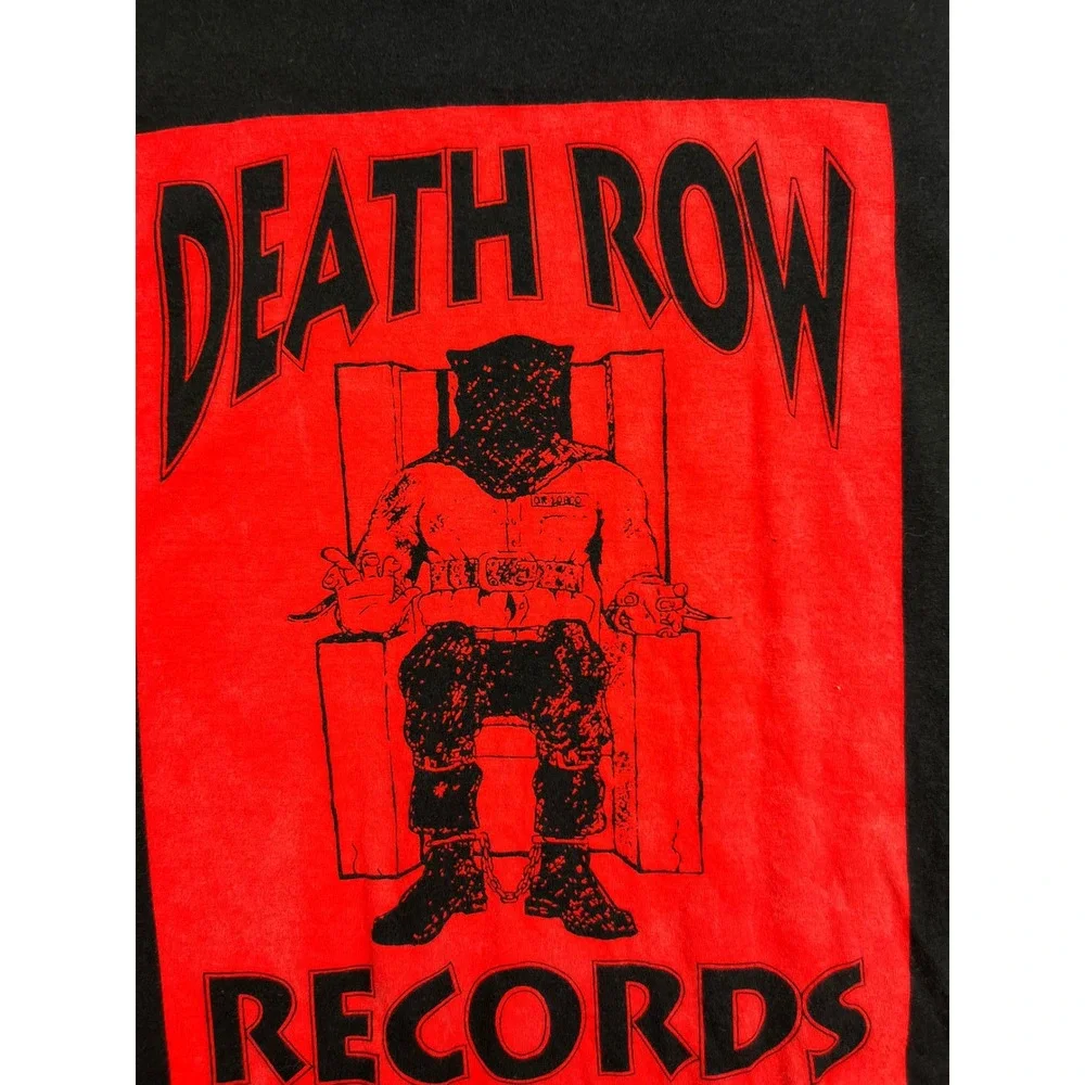Death Row Records Graphic T-Shirt Mens Charcoal Gray Red Logo Hip Hop Streetwear